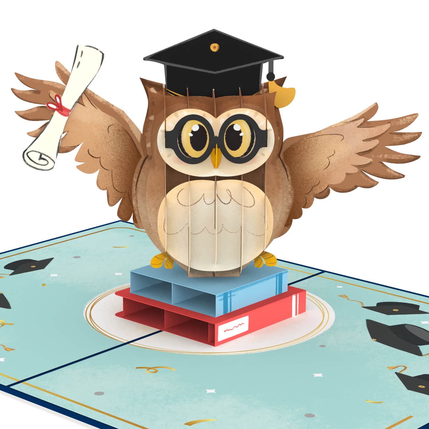 papercrush® Pop-Up Card Owl with Graduation Hat - Funny 3D Congratulations for Graduation Card or Money Gift for PhD and Doctorate Degree - Congratulations on Passing Exam (Exam, Bachelor, Master)