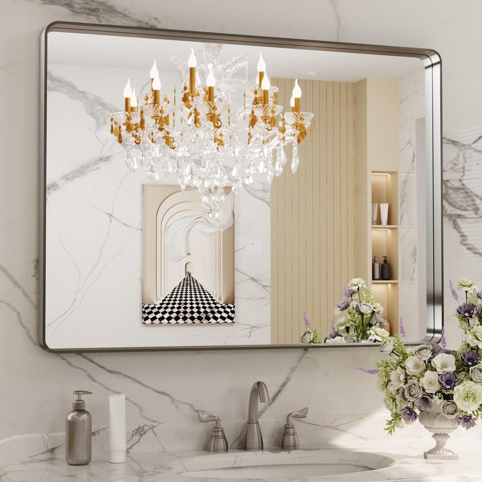 LOAAO 40X30 Inch Brushed Nickel Bathroom