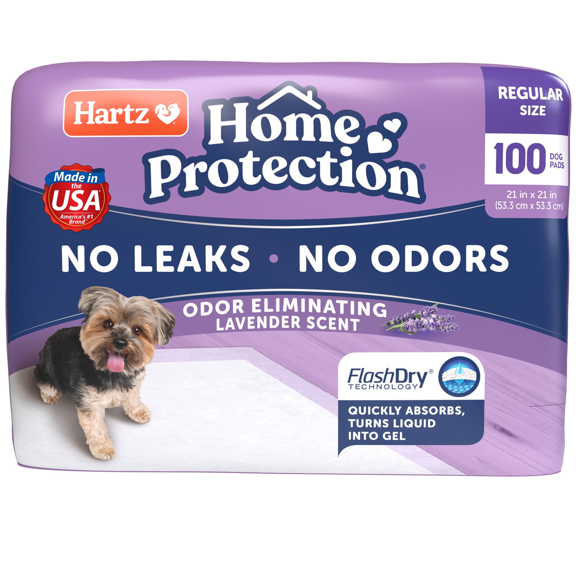 Photo 1 of Hartz Home Protection Lavender Scented Dog Pads, 100 count, Super Absorbent & Won't Leak, Odor Eliminating