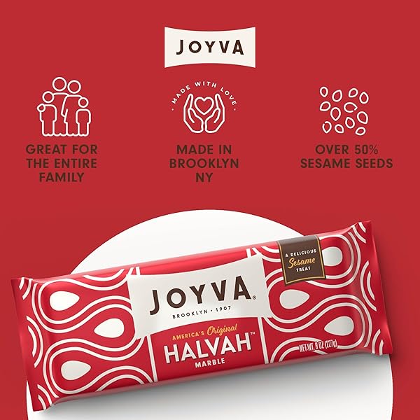 JOYVA HALVAH – MARBLE, 8OZ PACK OF 2 | A DELICIOUS SESAME TREAT | DAIRY FREE, GLUTEN-FREE & KOSHER PARVE | HANDCRAFTED IN BROOKLYN