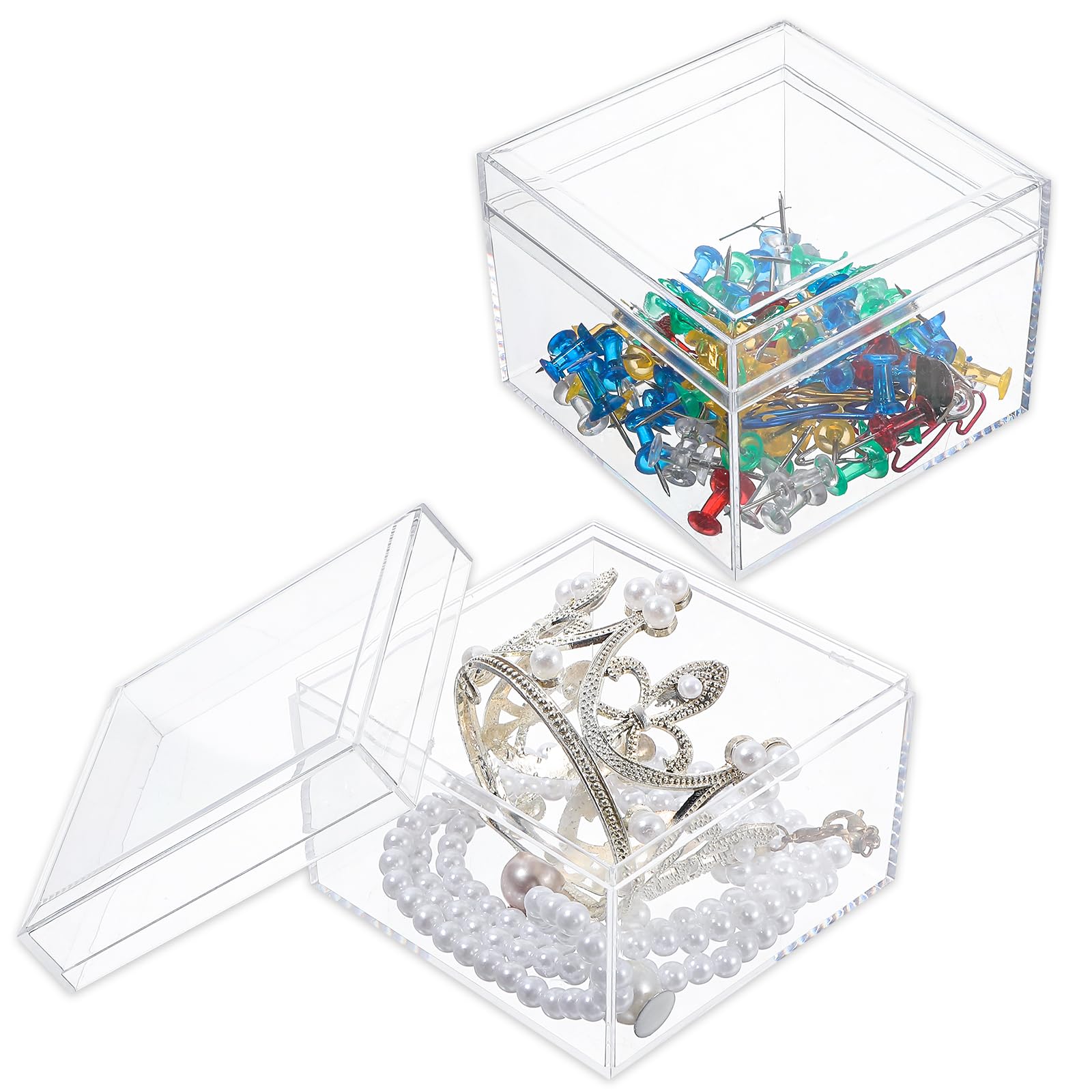 Gjinxi 2PCs Small Clear Acrylic Display Boxes for Memorabilia Diorama Assemble Diorama Display Case Dustproof Protection Showcase for Collectibles Memorabilia Figurines