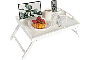ROSSIE HOME Extra Large Wood Bed Tray, Lap Tray, Lap Desk with Phone Holder - Fits up to 17.3 Inch Laptops and Most Tablets -