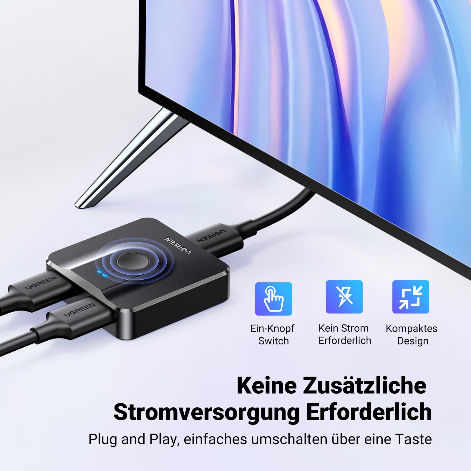 UGREEN HDMI 2.0 Switch 4K@60Hz Bidirektional HDMI Switch Splitter 1 in 2 Out/2 in 1 Out für PS5, PS4, Xbox,TV Box, TV Stick, Switch, Monitor, PC usw 6