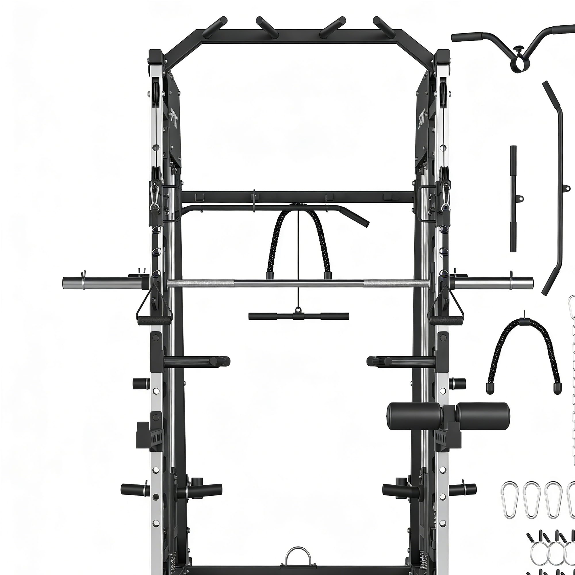 Photo 1 of **parts only, incomplete set**Smith Machine Home Gym, 2200LBS Power Cage with Dual Cable Pulley Systems, LAT Pull-Down & Leg Hold-Down | Ultimate Training Equipment for Full Body Workouts