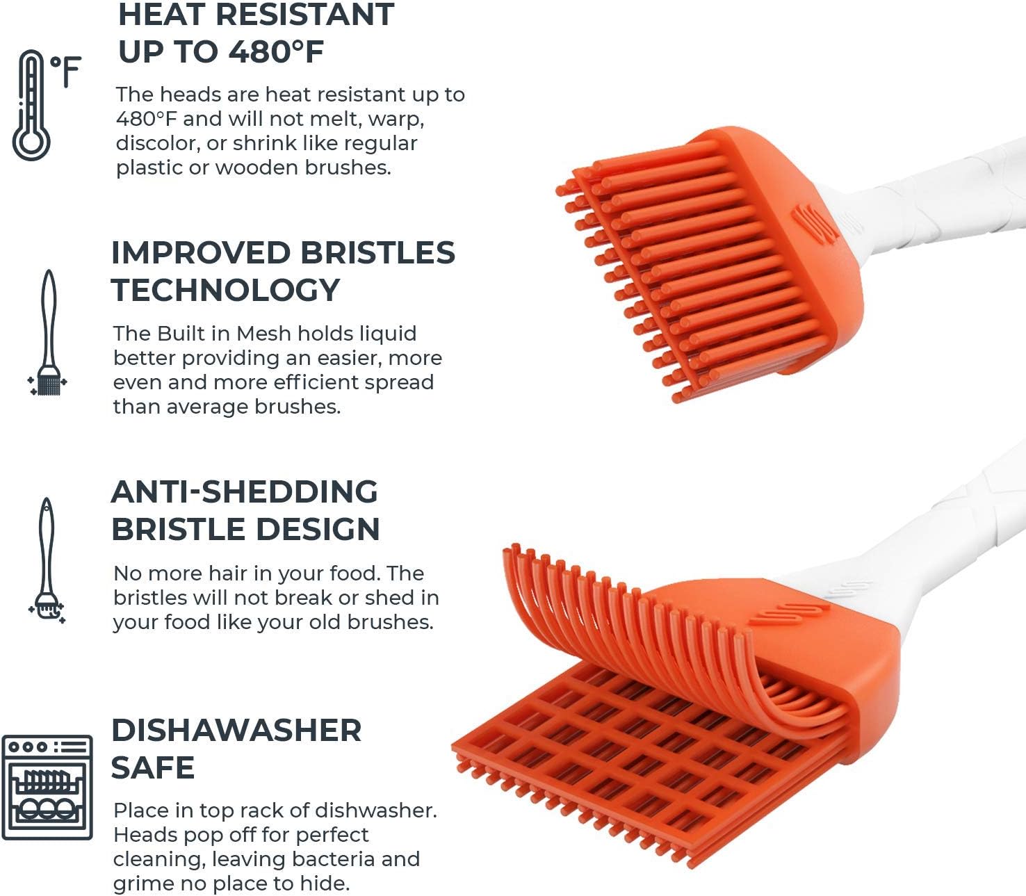 M KITCHEN WORLD Silicone Basting - BBQ, Pastry, and Oil Brush (Orange), Turkey Baster, Barbecue Utensil - use for Grilling & Marinating - Desserts Baking, Set of 2 with 2 Recipe Electronic Books: Kitchen & Dining