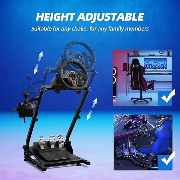 BLENNACY RACING WHEEL STAND FOLDABLE,HEIGHT ADJUSTABLE,COMPATIBLE WITH LOGITECH G920 G29 G27 G25 (STEERING WHEEL & PEDALS NOT INCLUDED)