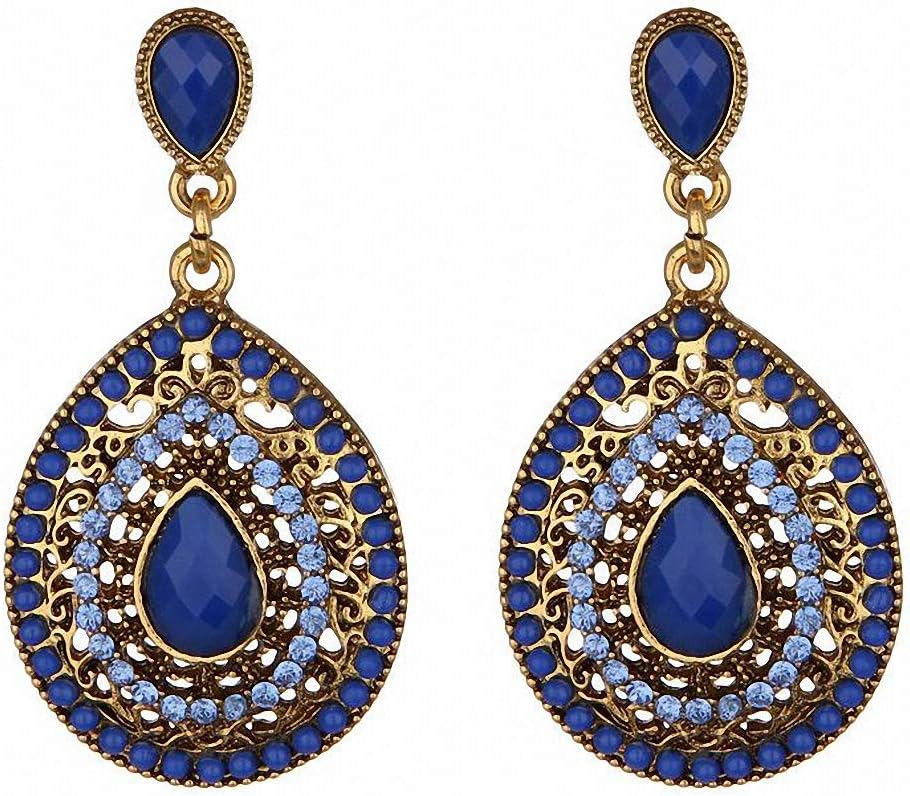 Womens Dangle Earrings New Party Bijoux Bohemia Statement Crystal Drop Earrings Boho Turkish Vintage Ethnic Jewelry Drop Earrings for Women New