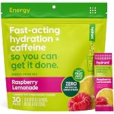 Hydrant - Energy Electrolyte Powder, Raspberry Lemonade Flavor, 30 Caffeine &amp; L-Theanine Energy Hydration Stick Packs - Low Sugar Energy Powder for Daily Use