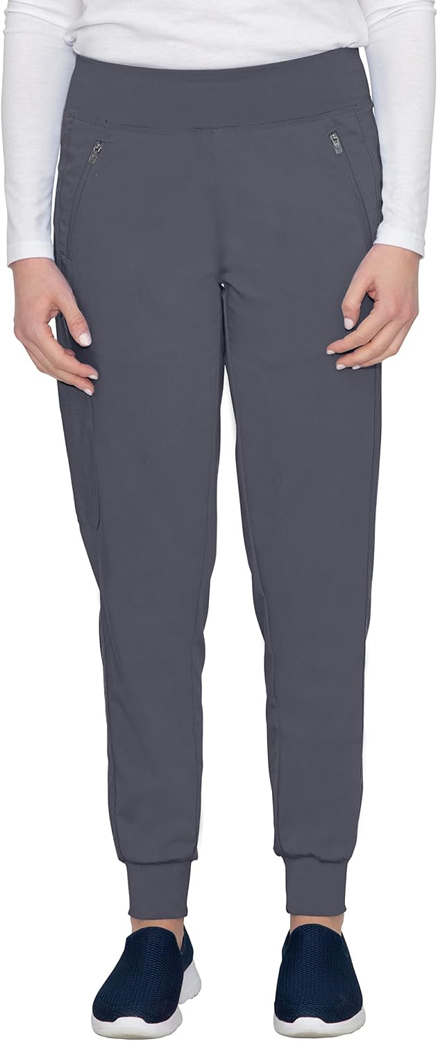 Healing Hands Purple Label Women's Tara Pant - Six Pocket Jogger Scrub Pant, Pewter, XXL