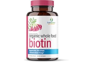LIFEGARDEN NATURALS Whole Food Biotin Supplement - Contains Certified Organic Plant Based Biotin from Sesbania Agati Trees - by SolaGarden Naturals. May Support Hair, Skin and Nails. 60 Non GMO Veggie Capsules.