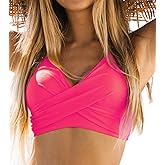 CUPSHE Women Swimsuit Bikini Top Wrap Self Tie Bathing Suit with Fixed Wide Straps
