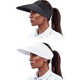2 Pieces Sun Visor Hats Wide Brim Visor Hats Adjustable Large Brim Summer UV Protection Beach Caps for Women