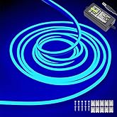 dobestyou Blue Neon LED Strip Lights，5m 12V DC 600 SMD2835 LEDs Waterproof Rope Light for Indoor Outdoor Home Decoration (5M,