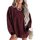 Chvity Womens Crewneck Oversized Corduroy Corded Sweatshirt Casual Long Sleeve Trendy Pullover Comfy Tops