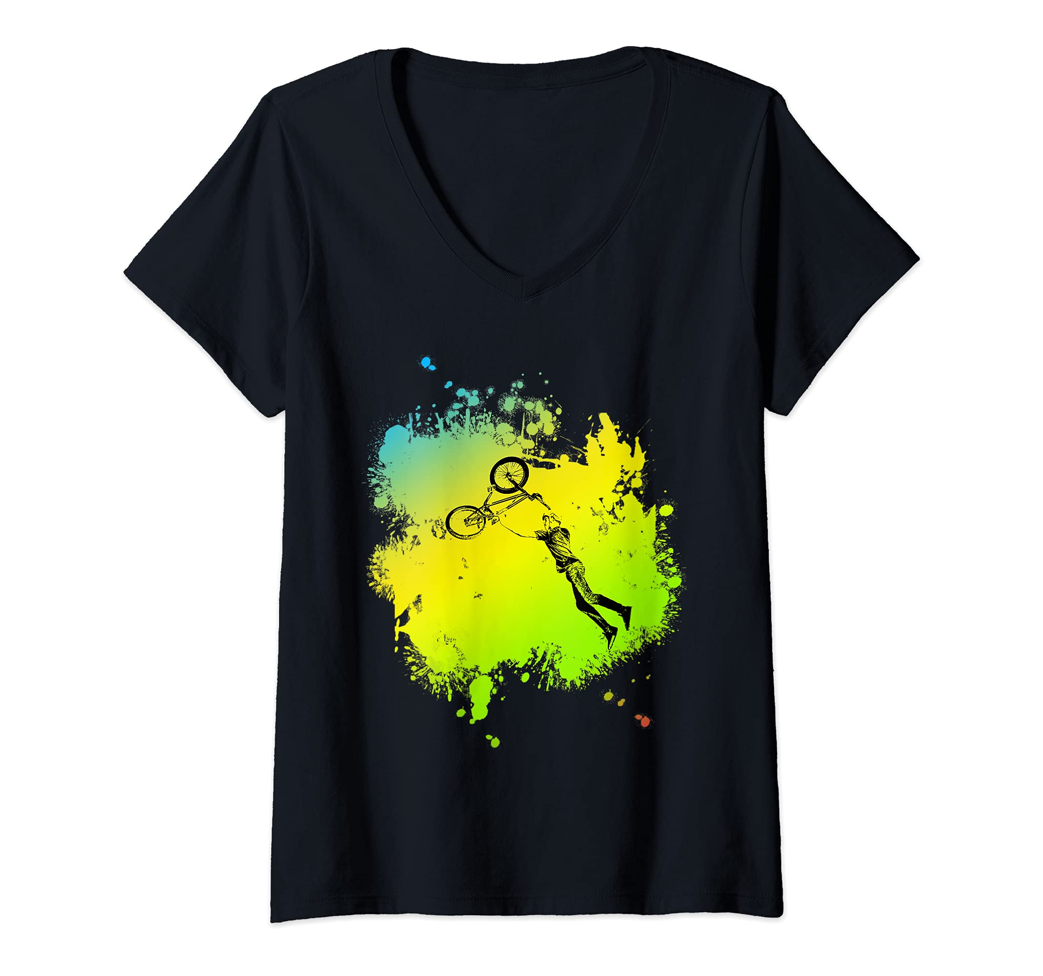 Womens Bmx Bike for Downhill, MTB & Stunt Biker V-Neck T-Shirt