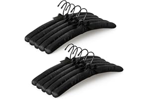 TOPIA HANGER Padded Hangers for Women Clothing,17-inch Satin Hangers 10 Pack Thick Foam Padded No Shoulder Bump for Sweaters, Coat, Blouses, Dresses-Black, CT18B-10