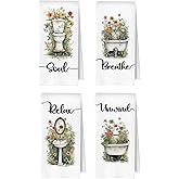 ERYBHKRTYH Farmhouse Floral Bathroom Hand Towels Set, Rustic Cottagecore Floral Botanical Soul Breath Relax Unwind Waffle Decorative Hand Towels for Bathroom, 16x24 Inches Set of 4