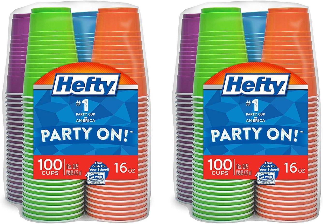 Disposable Plastic Cups in Assorted Colors -16 Ounce, 200 Count