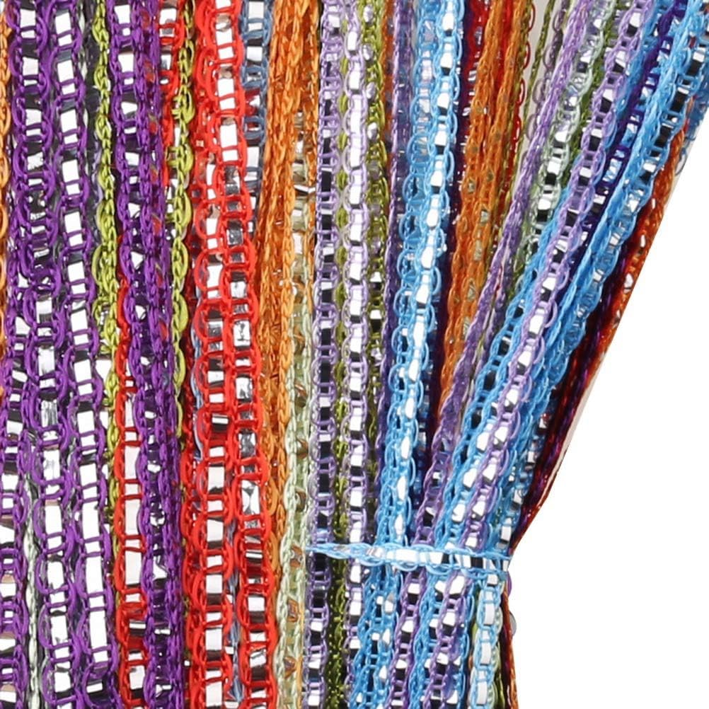 NEW-YIJUNSHUN String Door Curtain, Colorful Glitter Retro Plain Tassel Door Curtain Fly Insect Bug Screen String for Doorway Living Room Party Events or Window Curtain Panel 100 * 200cm