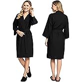 Lotus Linen Women’s Lightweight Waffle Spa Robes – Soft Cotton Knee Length Bathrobe, Personalized Bridesmaids Robe