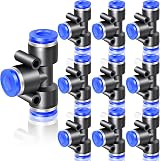 ERGAOBOY 10 Pcs 10MM OD 3-Way Tee Push to Connect Fittings Blue PE-10 view 1