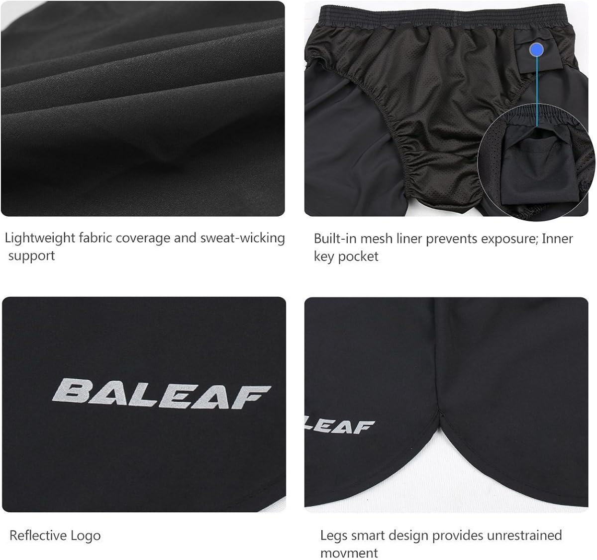 Baleaf Men's 3'' Running Shorts Quick Dry Gym Athletic Shorts : Clothing