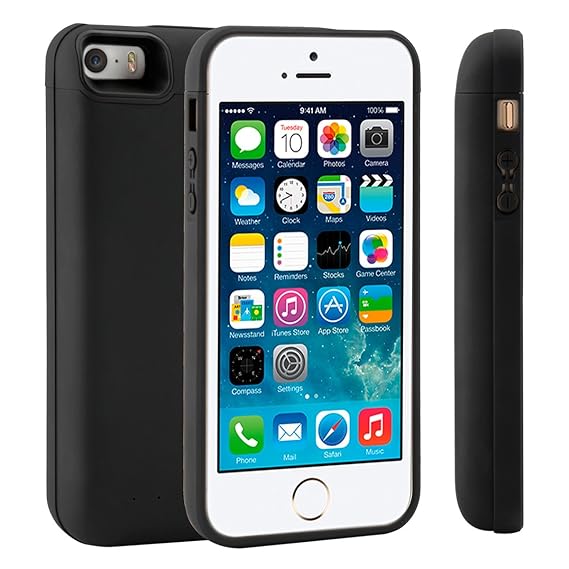 LifeePro iPhone 5 5S SE Akku Hülle 4000mAh Dünn Externe AkkuCase Aufladbar Batterie Ladehülle Integrierten Ersatzakku Ladeger