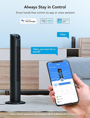 Govee Smart Tower Fan for Bedroom with Hygrometer Thermometer