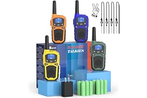 4 Adult Rechargeable Walkie Talkies - WokTok Long Range 2 Way Walkie Talkies, Emergency Calls SOS Alarms Multifunctional, Kid's Toys, Ideal for Teens and Family Outdoor Camping and Hiking Accessories