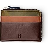 HELMBROOK London RFID Blocking Zipper Wallet, Slim Business Card Holder, Men & Women, Handcrafted Full-Grain Leather, Gift Box & Pouch, Christmas & Birthday, Brown (Plus Colors)