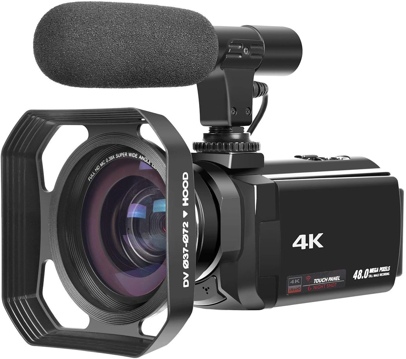 4K Camcorder with Microphone Ultra-HD 48MP Digital Camera 3.0 Touch Screen Vlogging Camera WiFi Digital Video Camera IR Night Vision Camcorder with Lens