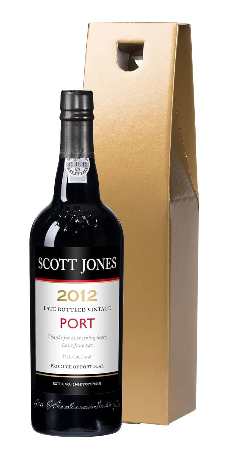 Personalised Bottle of Port in a Gold Gift Box Amazon.co.uk Grocery