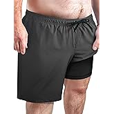Arcweg Men's Big and Tall Swim Trunks Plus Size Swimsuit for Men with Compression Liner & Zipper Pocket