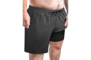 Arcweg Men's Big and Tall Swim Trunks Plus Size Swimsuit for Men with Compression Liner & Zipper Pocket