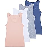 Comfneat Women's 4-Pack Slim-Fit Basic Tanks Cotton Casual Comfy Top Underwear Vests