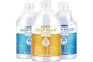 Shabebe Deep Pour Epoxy Resin 1.5 Gallon [New VRESION], Up to 6" Pour Depths Epoxy Resin, Bubble Free & Super-Gloss Flow Casting Resin, UV Resistant Epoxy for Wood Table, River Table, Countertops