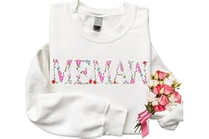 Regamor Embroidery Floral Memaw Sweatshirts For Grandma Gift Sweatshirt From Grandkids Flower Gift Mothers Day Christmas