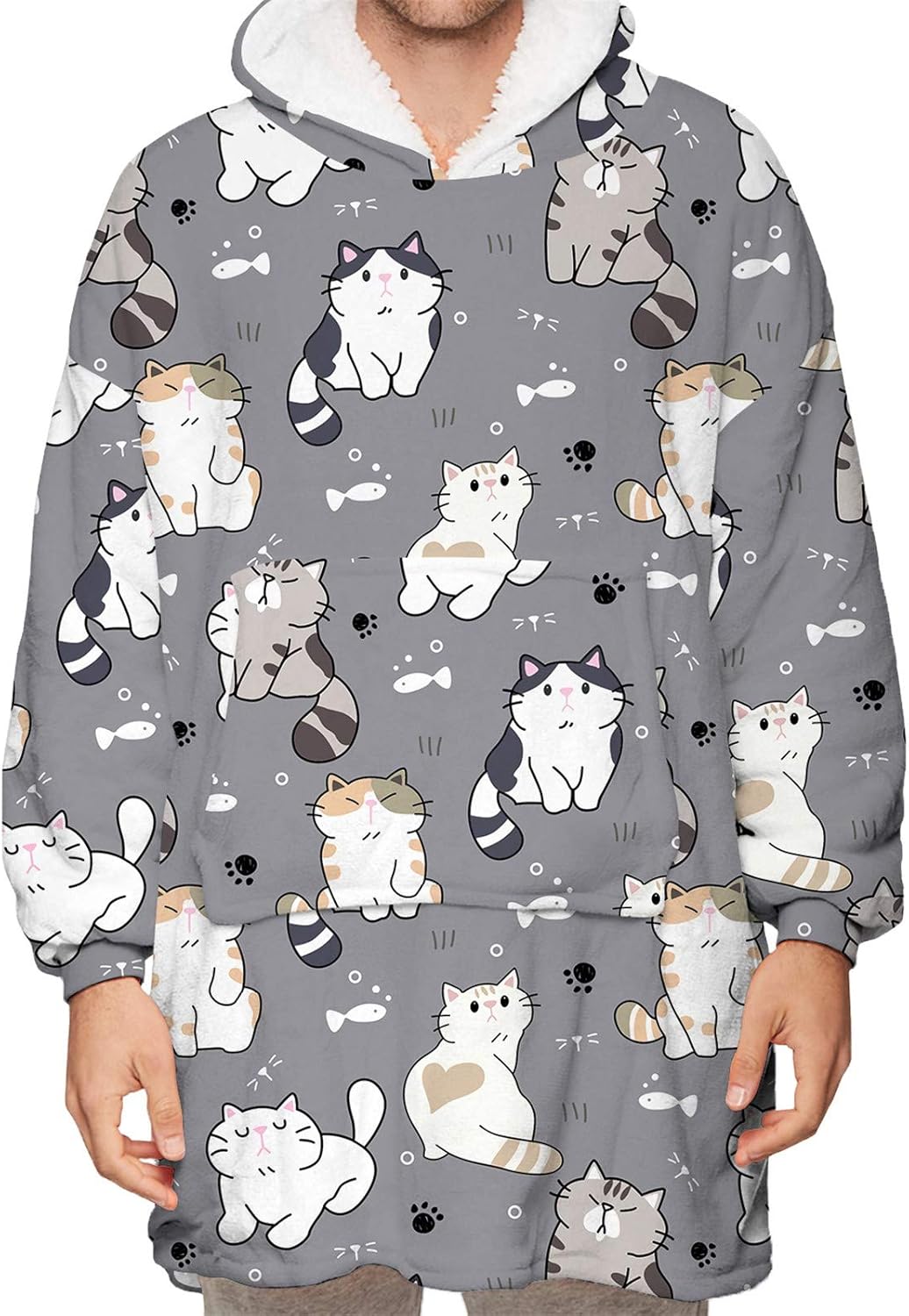 2021 Oversized Hoodie Blanket Sweatshirt,Super Soft Warm Cute Comfortable Sherpa Giant Pullover