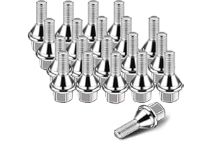 Gagsu 611-005 Wheel Lug Bolts, M12-1.25, 19mm Hex, 25mm Thread, 20pcs Compatible with 2014-2022 Jeep Cherokee, 2018-2022 Compass, 2015-2022 Renegade, 2015-2017 Chrysler 200 & More, 6511051AA