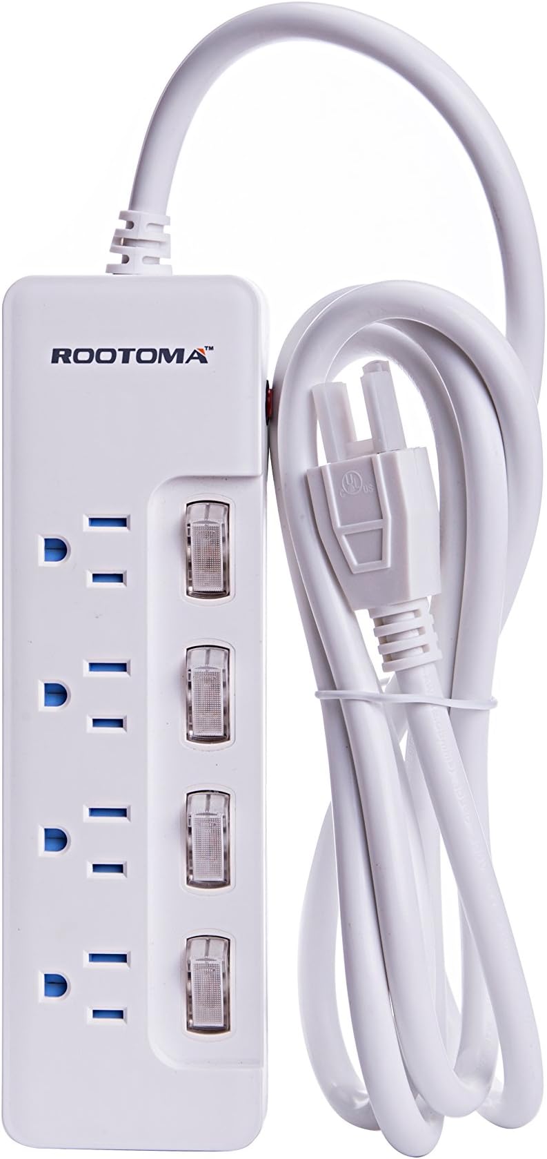 ROOTOMA Multi-outlet Independent Switched Power Strip/Surge Protector with Overloading Protection (4-outlet 8 ft cord)