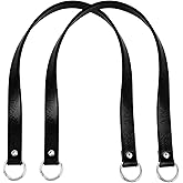 PH PandaHall 2pcs 22.4 Inch 20mm Leather Replacement Handles Purses Straps Handbags Shoulder Bag Strap with Platinum Zinc Alloy Spring Gate Rings for DIY Bag Making, Black