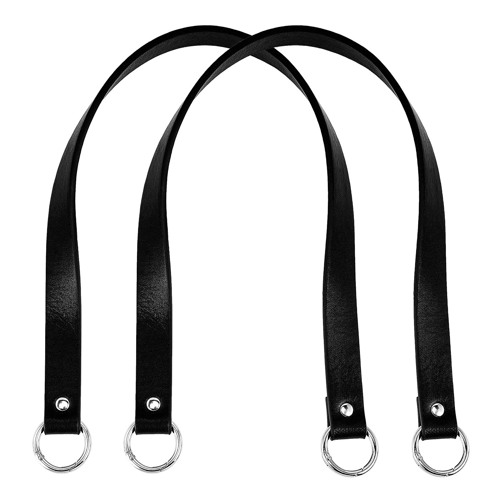 PandaHall 2 pcs 22.4 Inch Leather Replacement Handles Purses Straps Handbags Shoulder Bag Strap with Platinum Zinc Alloy Spring Gate Rings for DIY Bag Making, Black