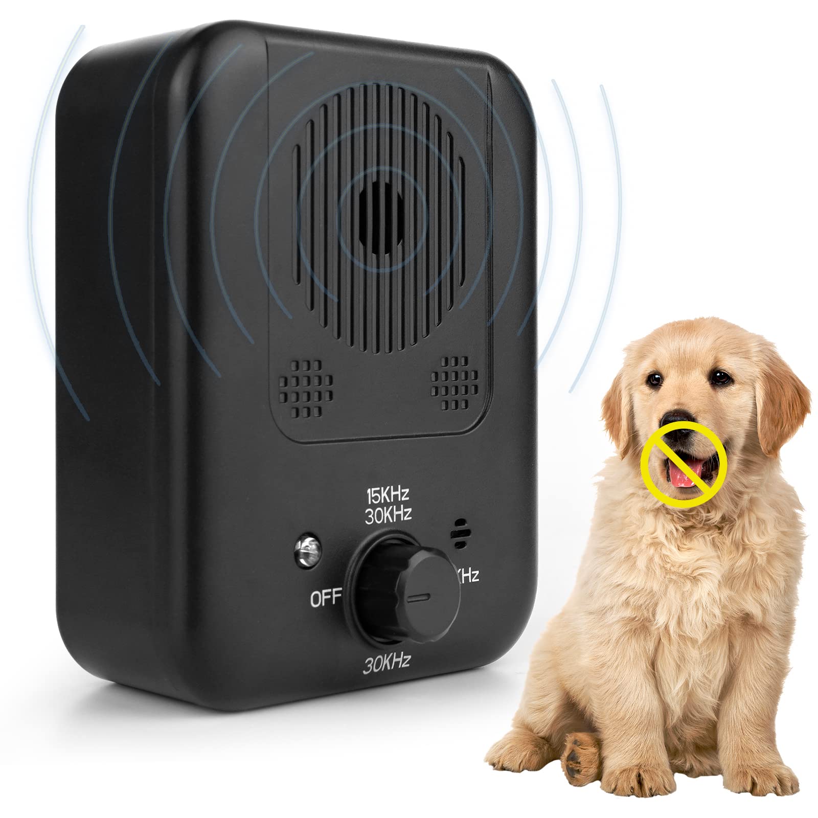 Anti Barking Device for Dogs,Dog Barking Deterrent Devices,33ft Ultrasonic Bark Stopper Trainer,Rechargeable & Waterproof,3 Adjustable Modes Suitable for Large Dogs and Puppies,Indoor Outdoor