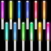 Glooglitter 12 Pcs Glow Sticks LED Light Sticks Reusable, White | Glow in the Dark Party Supplies,Bulk,Flashing Bright Lightsticks,AAA Battery Powered,for Concert Halloween Carnival