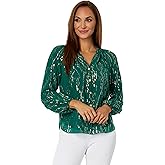 Lilly Pulitzer Saige Long Sleeve Silk Top Evergreen Fish Clip Chiffon XS