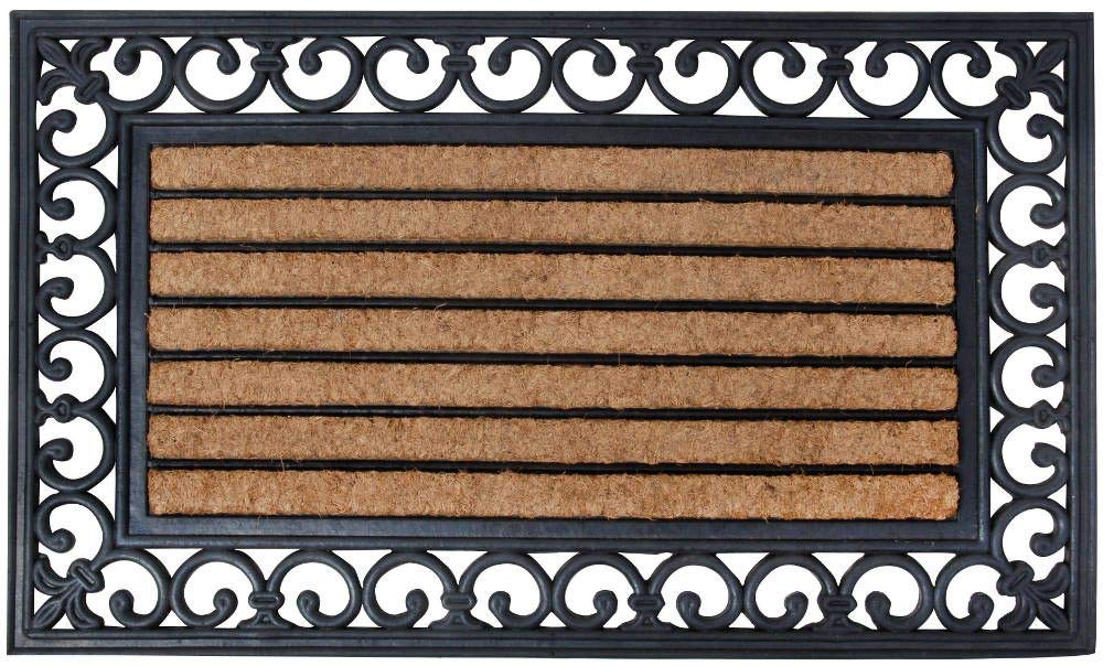 Esschert Design Rb108 75 x 45cm Rubber Doormat with Cocos and Coir, Black