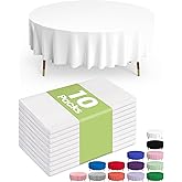 Pureegg Plastic Table Cloth Disposable 10 Pack, 84'' Round Table Cloths, Party, Picnic, Wedding, Decorative Tablecloths, Round, White Plastic Cover, Leakproof & Sturdy, White