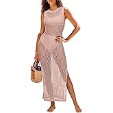 ANRABESS Womens Swimsuit Cover Up Sleeveless Hollow Knit Bikini Swimwear Bathing Suit Coverup Crochet Beach Dress