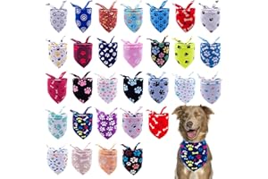 Pai Sence 30 Pack Paw Print Bandanas Bulk for Small Medium Dogs Stitch Dog Bandanas Large Cats Polyester Bandana Party Grooming M