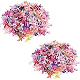 200Pcs Colorful Assorted Smallest Satin Ribbon Bows Size 10 mm, Tiny Embellishment Craft Artificial Applique Wedding Ribbons Fabric Ribbons